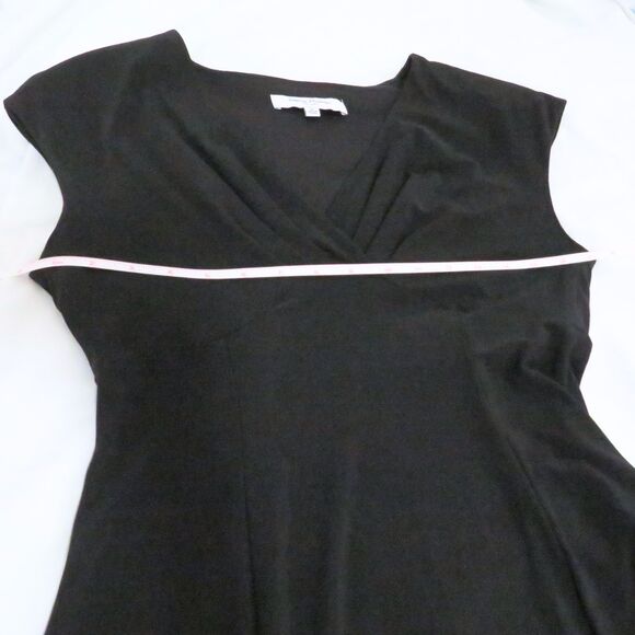 Rena Rowan Black Dress Women Sz 6 Midi Length Sleeveless V-Neck Easy Care Dressy - Picture 5 of 10